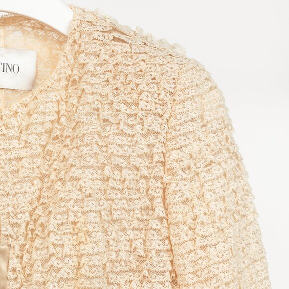 Valentino Cream Lace-Ruffle Zip Jacket - Picture 4 of 9